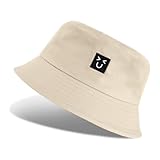 Vancavoo Fischerhüte Damen Bucket Hat Baumwolle Sonnenhut Reversibel Fischerhut Faltbarer Anglerhut für Frauen und Herren,56-58cm,A-Beige