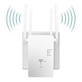 WLAN Repeater WLAN Verstärker 1200Mbit/s Dual-Band WiFi Booster mit Repeater/Router/Access Point Modus,4 Antennen,Einfache Einrichtung,WiFi Range Extender mit LAN/WAN Port（weiß）