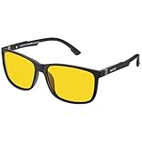 CARFIA Nachtsichtbrille Herren Damen Quadratischer Rahmen Nachtfahrbrille HD Anti Glare Linse Night Vision Driving Glasses