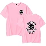 HTHDA Saint JHN Merch Streetwear Sommer Loose Tops,Hip Hop Trend T-Shirt,Fan-Shirt Kurzarm,Rundhals Damen Herren,Rosa,4XL