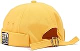 Yixda Herren mütze Brimless Hat Skull Basecap Bikercap Unisex Fischermütze Kopfbedeckung Beanie Cap (DE/NL/SE/PL, Alphanumerisch, Einheitsgröße, Gelb)