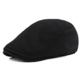 Gisdanchz Baumwolle Schiebermütze Schirmmütze Schiebermützen Flatcap Herren Flat Cap Gatsby Newsboy Hat Schwarz