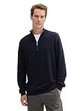 TOM TAILOR Herren 1043268 Basic Troyer-Pullover mit Kaschmir, 13160-Knitted Navy Melange, X-Large