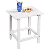 Yaheetech Beistelltisch Outdoor, Gartentisch Wetterfest aus HDPE, Adirondack Balkontisch Klein mit Lattenrost Witterungsbeständig, Kaffeetisch Draußen für Strand/Patio/Poolbereich, Weiß/1 pcs