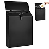 PYserne 22 x 6.5 x 29cm Briefkasten Anthrazit, Postkasten Anthrazit mit 2 Schlüssel Hochwertiger Personalisierter Wandbriefkasten mit Namensschild für Büro Hause Restauran Geschäft Schwarz