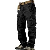 Herren Cargohose Lang, Outdoorhose Herren Leicht, Wanderhose Mehrere Taschen Trekkinghose Atmungsaktiv Kletterhose Windschutz Freizeithose Einfarbig Bequeme Funktionshose Für Outdoor