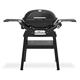 Weber Q 2200N Gasgrill mit Seitentischen & kompakten Stand/Grill für Terrassen und Balkone mit Hochleistungsbrennern, porzellanemaillierten Gussrosten und elektronischer Zündung, Mitternachtsschwarz