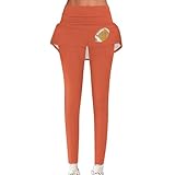 Yogahose für Damen, Fitness-Leggings, Jogginghose, Sport-Fitness-Hose, hohe Trockenlauf-Yogahose, Strumpfhose, Sensation, kurze Hose, extra lange Yogahose für große Männer, Orange, XL