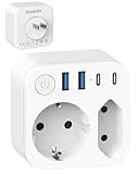 Deutschland Nach Japan Adapter Mit 4 USB (2 Typ-C), 2 Fach Reiseadapter, Reisestecker Schuko Auf Typ A für USA, Japan, Kanada, Weiß