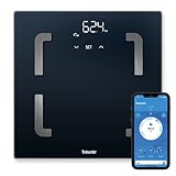 Beurer BF 880 Diagnosewaage mit WIFI und Bluetooth, digitale Körperwaage mit App, Ermittlung und Analyse der Körperwerte, Messung von Körperfett und Muskelanteil, 180 kg Tragkraft