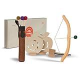 WOODSY ® Pfeil und Bogen Kinder Holzspielzeug mit 5 Pfeilen, 3 Holzfiguren und Pfeiltasche | ab 4 Jahren 41 cm lang aus Buche | Pfeil und Bogen Kinder ab 6 | Bogenschießen Kinder | Pfeil und Bogen