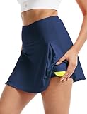 FitsT4 Sports Damen Tennisröcke Hohe Taille Rock Golf Athletisch Laufen Lässig Sport Minirock Workout Rock mit Taschen,Marineblau,XS