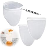 WMKGG Ultrafeine Siebbeutel, Käsetuch zum Abseihen, mit Edelstahlgriffrahmen für Säfte, Nussmilch, Frischkäse, Joghurt (kleine Größe)