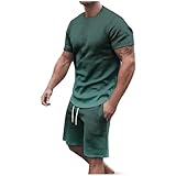 Generisch Herren Sommer Outfit,Trainingsanzug Set Lässig Sportanzug T Shirts Und Kurze Hose Jogginganzug Herren Set Freizeitanzug 2 Teiliges Polo Hemd Baggy Bedruckter Casual Sets
