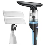iDOO Fenstersauger, mit Akku, 360ml Fensterreiniger, Fensterputzer, Fensterreiniger Elektrisch, IPX4, Transparenter Wassertank, Sprühflasche mit Mikrofaserbezug, Für Fenster, Autos und Spiegel, 40mins
