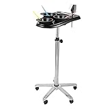 LUNICASHA Friseursalon Wagen Friseursalonwagen Trolley Werkzeugwagen Rollwagen mit 3 Färbeschalen Höhenverstellbar Salon Trolleys 70-105cm Schwarz