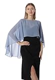 Hotshawl Damen Chiffon-Umhang 001 Pashmina-Schal, Dusty Blue, One Size