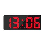 Desiumite Digitaler Spiegelwecker mit Sprachaktivierung, Display und Schlummerfunktion für Schlafzimmer oder Schreibtisch, ABS-Konstruktion (rot)