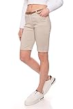Kendindza Chino Shorts Damen Kurze Bermuda Shorts Damen Knielang Kurze Hose Damen Sommer Shorts Damen Sommer elegant (XL, Beige)