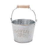 Shabby Chic verzinktem Metall Eisen Blume Eimer Pflanzen Kräutertopf mit Seil Hausgarten Balkon hängenden Dekor - # 1, wie beschrieben langlebig und nützlich Professional design