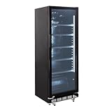 GastroHero Getränkekühlschrank GKS-360 I 360 L Getränkekühlschrank mit Glastür & LED I Flaschenkühlschrank abschließbar I Bierkühlschrank 0 bis +8 °C