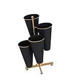 Flower Stand Outdoor - Plant Stand Indoor, Flower Display Stand with 4 Pcs Plastic Buckets, Florist Shelf for Fresh Flowers, Heavy Duty Moving Flower Bucket Stand (Black B)