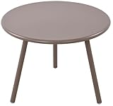 CLP Couchtisch Minot I Runder Loungetisch für draußen und drinnen I Gartentisch wetterfest und UV-beständig I Outdoor Beistelltisch, Farbe:Taupe