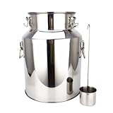 POTYYH 18L Milchkanne, Edelstahl Milchkrug Milchkännchen mit Weintrager und Auslaufsicherer Deckel Transportkanne für Milch, Wein, Öl und Wasser