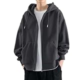 Strickjacke Hoodie Herren, trendige Herbst-Hoodies für Männer, langärmelige modische Kapuzen-Sweatshirts, lockere Passform, einfarbige tägliche Hoodies für Herren, durchgehender Reißverschluss