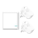 NineLeaf Funksteckdosen mit fernbedienung,2 Steckdose mit 1 Schalter,100m Fernbedienungsreichweite, 15A/1500W Hohe Ausgangsleistung Kompatibel mit Den Meisten Haushaltsgeräten,Weiß