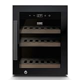 Caso WineExclusive 12 Weinkühlschrank für 12 Flaschen, 1 Zone, 5–20 °C, Kompressor, UV-Glas, Touch-Bedienung, leise, LED, Holzregale, abschließbar, Lüfter, Glasfront, Innenbeleuchtung