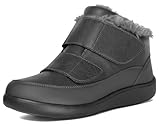 Eagsouni Winterstiefel Damen Herren Extra Weit Winterschuhe Winter Wasserdicht Warm gefütterte rutschfeste Stiefel Boots Diabetiker Schuhe mit Klettverschluss Schneestiefel für Senioren,Grau,40 EU