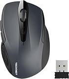 TECKNET Kabellose Maus, Pro 2.4G 2600 DPI funkmaus 6 Tasten mit Nano Empfänger, 24 Monate Batterielaufzeit, 5 Einstellbare DPI-Pegel für PC, Laptop, MacBook, Office Home, Grau