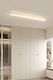 Modern LED Wohnzimmer Deckenleuchte Dimmbar Mit Fernbedienung Korridor Lange Lichtleiste Schwarz Deckenlampe Innen Acryl Spiegelleuchte Badlampe für Büro Schlafzimmer Deckenbeleuchtung (White,60CM)