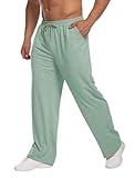 Deyeek Jogginghose für Herren, leichte Sweathose, offenes Unterteil, gerades Bein, Jogginghose, Loungehose mit Taschen, Grün , X-Large