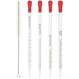 Transfer Pipette 0.5ml 1ml 2ml 3ml,Glas Pipetten,Glaspipette mit Bürsten,Glas Pipette Dropper,Measuring Pipettierer,Tropfpipette für Labor Lebensmittel Forschung Medizin Schule