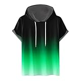 Hoodie Herren Farbverlauf Sweatshirt mit Kapuze Modische Kapuzenpullover Schlank Hoody Oberteile Baumwolle Kurze Ärmel Bluse Bequem Oberteile Leichtgewicht Top Sportshirt Für Männer Streetwear