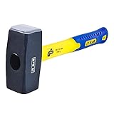 S&R Fäustel 1000g, Profi-Hammer aus C50 Schmiedestahl mit bruchsicherem Fiberglasstiel, stoßabsorbierender Handhammer für Bau, Werkstatt & Heimwerker