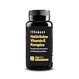 Natürlicher Vitamin E Komplex, Tocopherole & Tocotrienole, 120 Weichkapseln | mit Bio-Natives Olivenöl Extra | Antioxidans | 100% natürliche Zutaten, Frei von Soja | Zenement