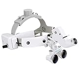 CASEGO Vergrößerungsglas, Fernglas, Lupenbrille, 2,5-fache/3,5-fache Kopfbandlupe mit LED-Licht, Nterpupillenabstandslicht einstellbar, großes Sichtfeld (White 2.5X)