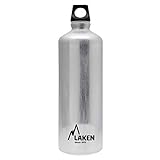 Laken Futura Alu Trinkflasche Schmale Öffnung Schraubdeckel mit Schlaufe 1L, Silber