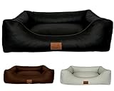 elropet Hundebett orthopädisch aus hochwertigem Kunstleder Milano XS/S/M/L/XL kleine Hunde große Hunde Hundekorb (Schwarz, M (90x75x22cm))