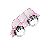 KIXZSAZ Edelstahl Kindergeschirr Set Löffel Gabel Cartoon Auto Design Babyschale Rutschfestes Besteck Selbstfütterung Mehrzweck für, Rosa, LKW/Schüssel/abnehmbar