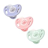 CHICAMPERA 3 Stück Wiederverwendbare Kleine Beruhigungssauger für Neugeborene Ergonomisches Design für Zahnungshilfe und Beruhigung Rosa Grün und Blau