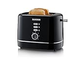 SEVERIN Automatik-Toaster, kleiner Toaster für 2 Scheiben, hochwertig , zum Toasten, Auftauen und Erwärmen, 850 W, schwarz, AT 4321