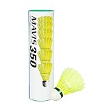 Yonex Mavis 300 Nylon-Federbälle, mittel / schnell, Weiß / Gelb, Röhre mit 6 Bällen, unisex, Green Cap (Yellow)