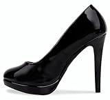 Bismaa , Damen Pumps, Schwarz - schwarzer lack - Größe: 45 EU