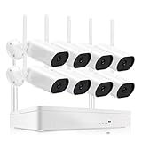 ERETYRET CCTV Video Kit 3MP Wireless Security Kamera Kit 8CH NVR Nachtsicht Outdoor WiFi Überwachung Kamera System (None,8 Cameras 8CH NVR)
