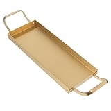 GALPADA Grillpfanne Aus Edelstahl Vorspeisentablett Fleischplatte Vorspeisenteller Teller Zum Servieren Campingplatte Metallplatte Kuchentablett Küchenablage Rostfreier Stahl Golden