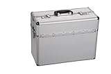 ALUTEC Pilotenkoffer (Aluminium Koffer, Innenmaße 435x340x1950 mm, ergonomischer Griff, mit Dokumentenfach, Stiftehalter, Fach für Visitenkarten, Deckel nach Oben öffnend) 61800